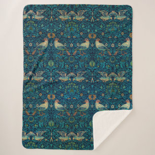 Cobertor Sherpa William Morris Birds Art Nouveau Padrão Floral