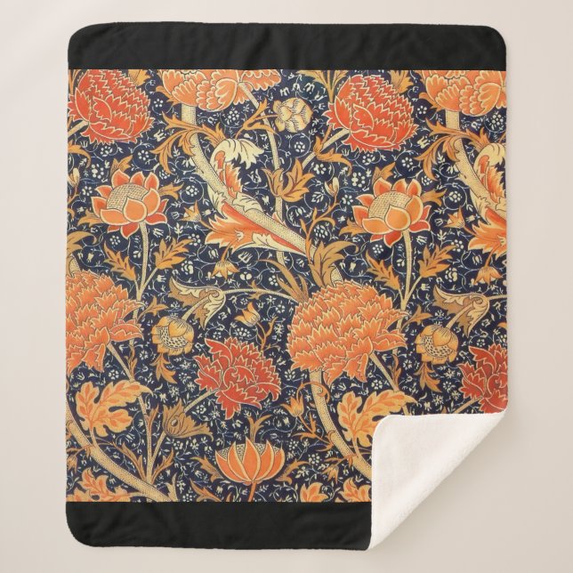 Cobertor Sherpa William Morris Cray Floral Art Nouveau Pattern (Frente)