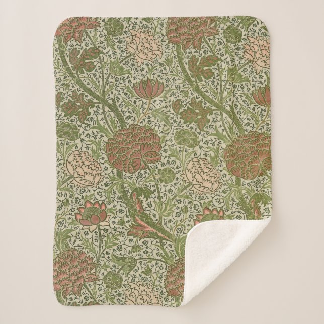 Cobertor Sherpa William Morris Cray Sage Flower Floral Botânica (Frente)