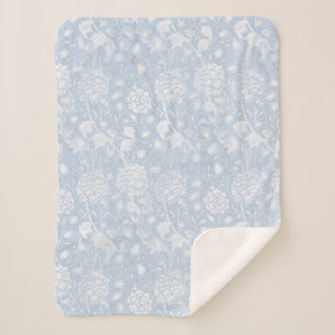Cobertor Sherpa William Morris Floral Patterno em Azul