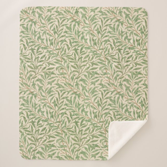 Cobertor Sherpa William Morris Jardim de Galhos de Salgueiro Flor  (Frente)