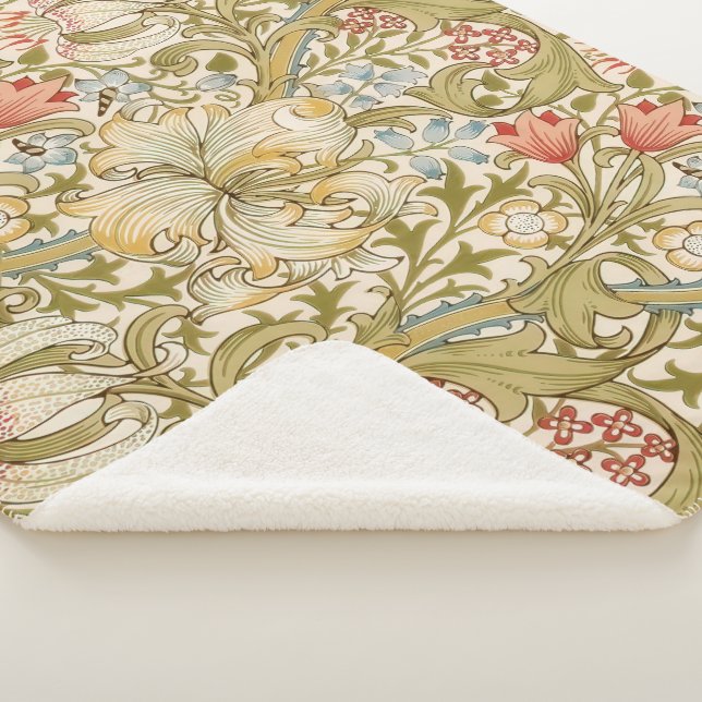 Cobertor Sherpa William Morris Lily Art Nouveau Floral (3/4)