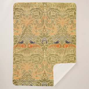 Cobertor Sherpa William Morris Peacock & Dragon Arts & Artesanatos