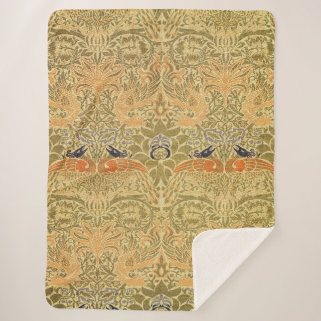 Cobertor Sherpa William Morris Peacock & Dragon Arts & Artesanatos (Frente)