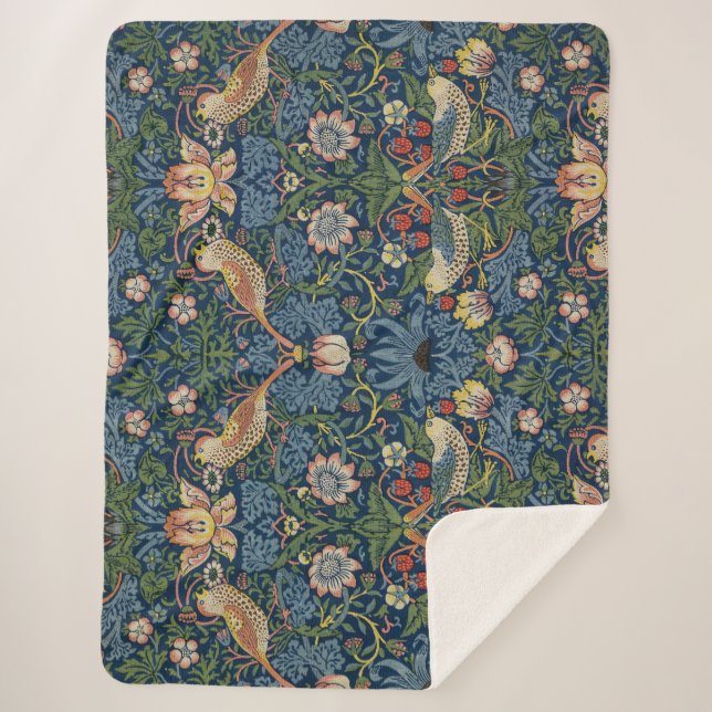 Cobertor Sherpa William Morris Strawberry Thief (Frente)