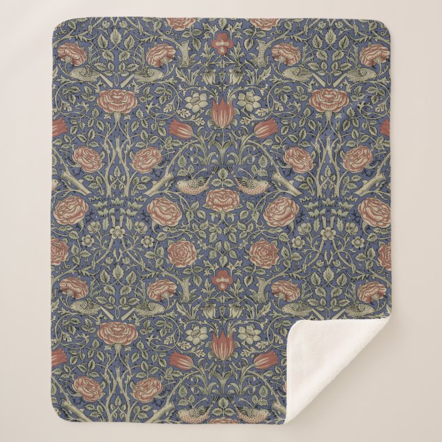 Cobertor Sherpa William Morris Tudor Rosa Wallpaper (Frente)