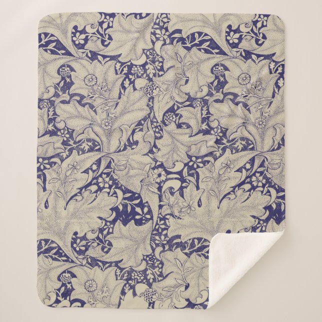 Cobertor Sherpa William Morris Wallflower Blue damask (Frente)