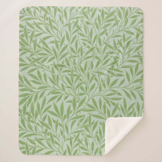 Cobertor Sherpa William Morris Willow Flor Classic Verde (Frente)