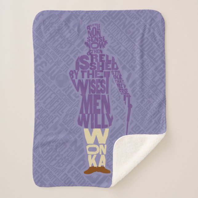 Cobertor Sherpa Willy Wonka Quote Silhouette (Frente)