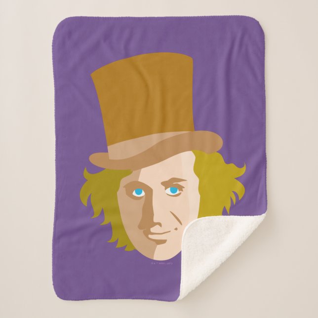 Cobertor Sherpa Willy Wonka Stenciled Face Graphic (Frente)