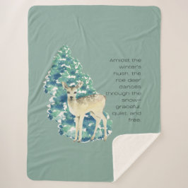 Cobertor Sherpa Winter Deer in the Snow – Wildlife Art Home Decor