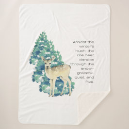 Cobertor Sherpa Winter Deer in the Snow – Wildlife Art Home Decor