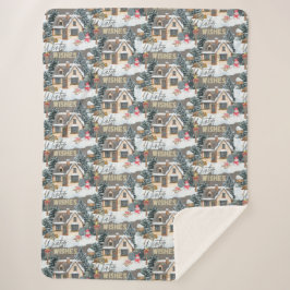Cobertor Sherpa Winter Wishes Christmas Gift For Home Decor