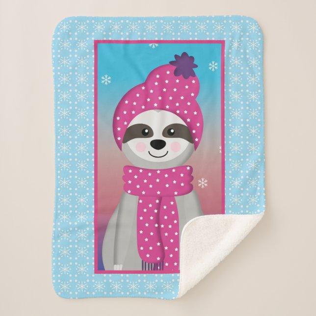 Cobertor Sherpa Wintery Racoon (Frente)