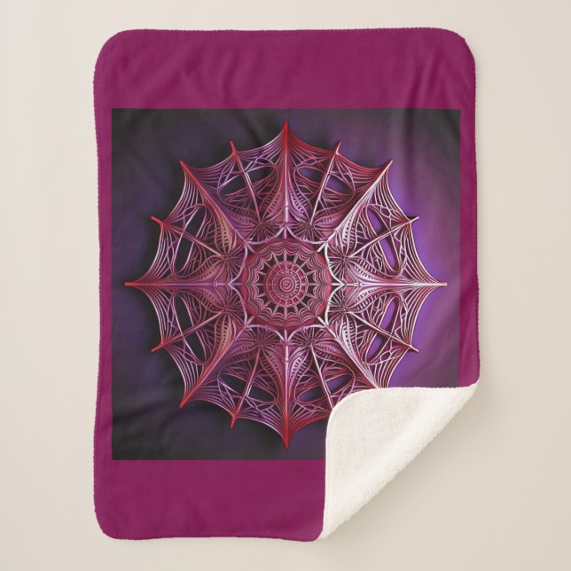 Cobertor Sherpa Wireframe Cor-de-rosa Mandelbrot (Frente)