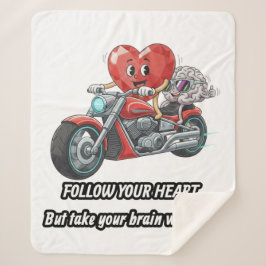 Cobertor Sherpa witty relationship quote gift heart riding bike