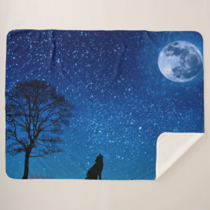 Cobertor Sherpa WOLF HOWLING na lua