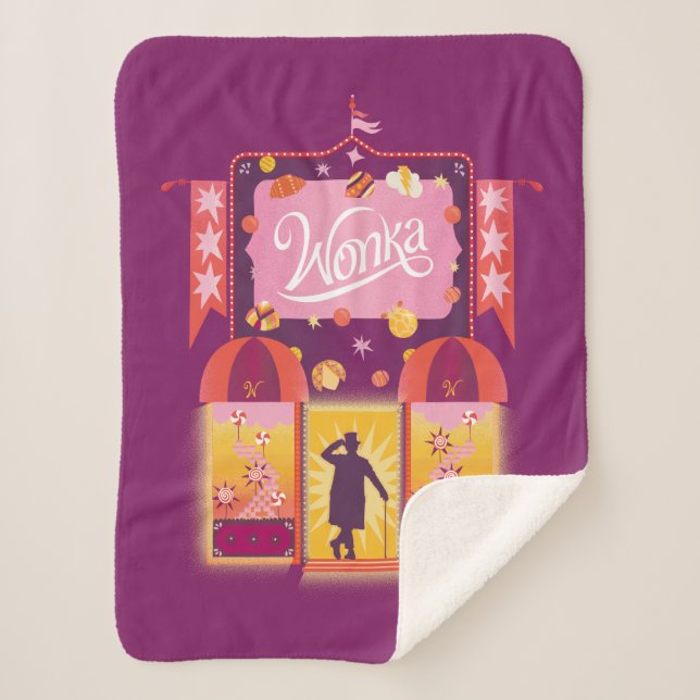 Cobertor Sherpa Wonka Candy Store Graphic (Frente)