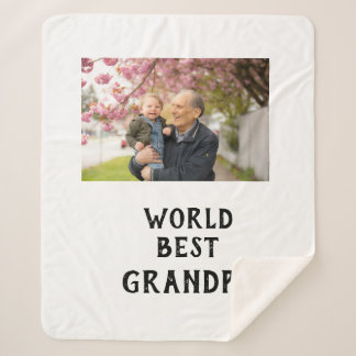 Cobertor Sherpa World best Grandpa photo name father's day grandpa