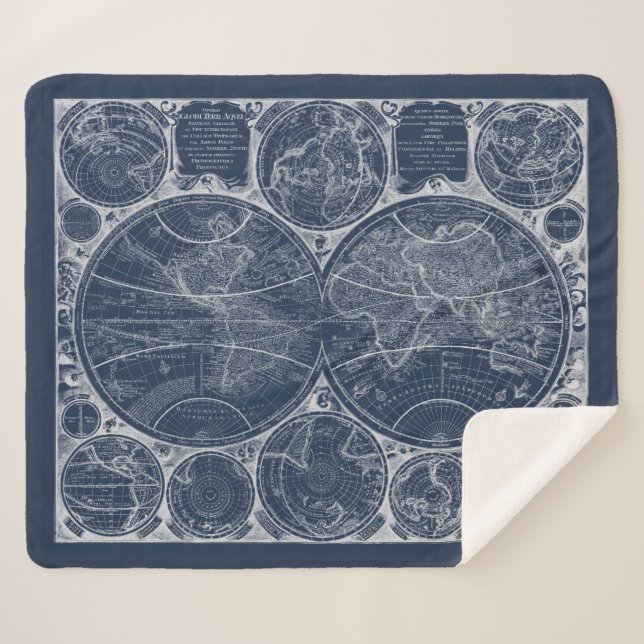 Cobertor Sherpa World Globals Blueprint (Frente (Horizontal))