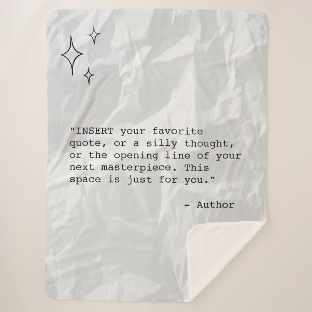 Cobertor Sherpa Wrinkled Paper with Custom Quote and Stars (Frente)