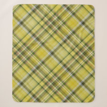 Cobertor Sherpa Xadrez Amarelo e Verde de Árvore d