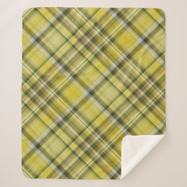 Cobertor Sherpa Xadrez Amarelo e Verde de Árvore d (Frente)