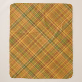 Cobertor Sherpa Xadrez Amarelo, Laranja e Verde de Flor-de-São-Joã