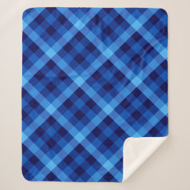 Cobertor Sherpa Xadrez Azul Cura, Média Sherpa Blanket