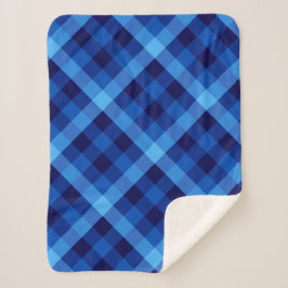 Cobertor Sherpa Xadrez Azul - Oceano Retro Bonito Pequeno Sherpa B