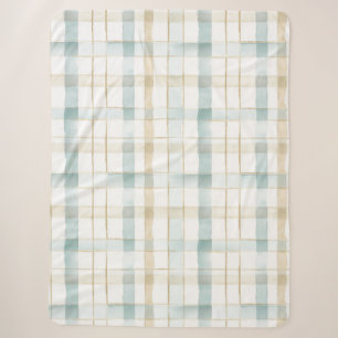 Cobertor Sherpa Xadrez Branco Creme Azul