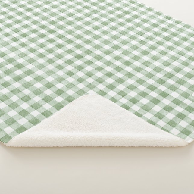 Cobertor Sherpa Xadrez Branco Creme Verde  (3/4)