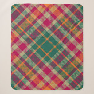 Cobertor Sherpa Xadrez Escocês Verde Vermelho Amarelo Tartan