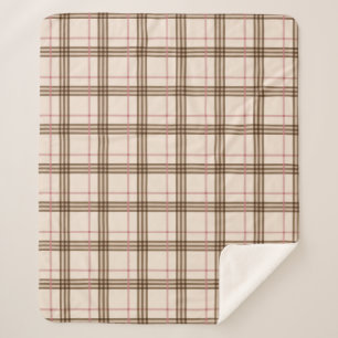 Cobertor Sherpa Xadrez escocesa tartan beige castanho-escuro