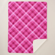Xadrez Magenta Rosa Grande Sherpa Blanket