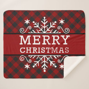 Cobertor Sherpa Xadrez Natal feliz floco de neve 