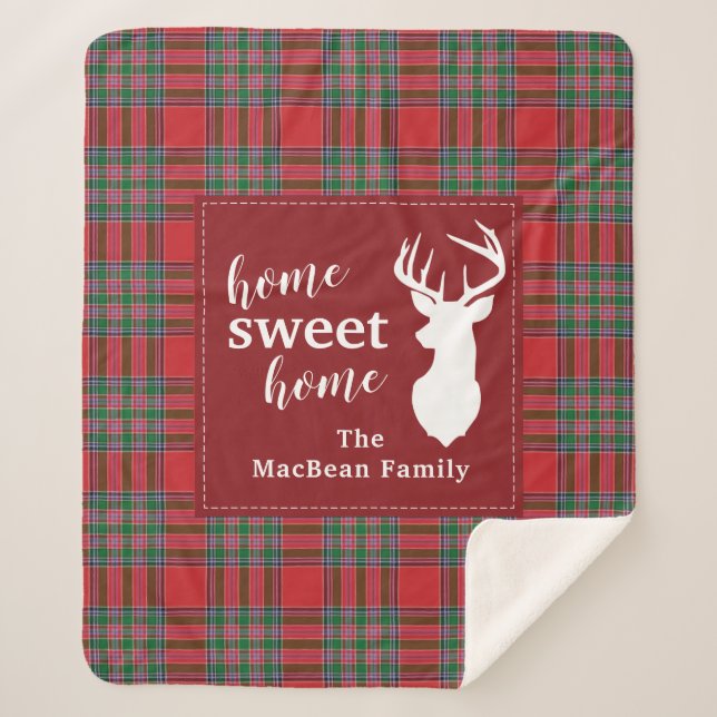 Cobertor Sherpa Xadrez Natal Holiday Home Sweet MacBean Tartan (Frente)