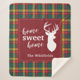 Cobertor Sherpa Xadrez personalizada de Tartan Clan Buchanan