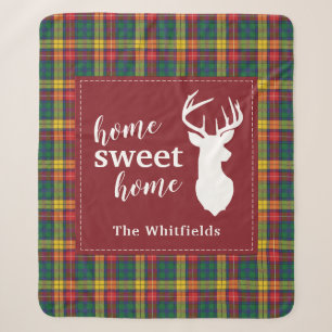 Cobertor Sherpa Xadrez personalizada de Tartan Clan Buchanan