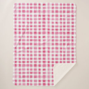 Cobertor Sherpa Xadrez Rosa Cinza Strips Natal