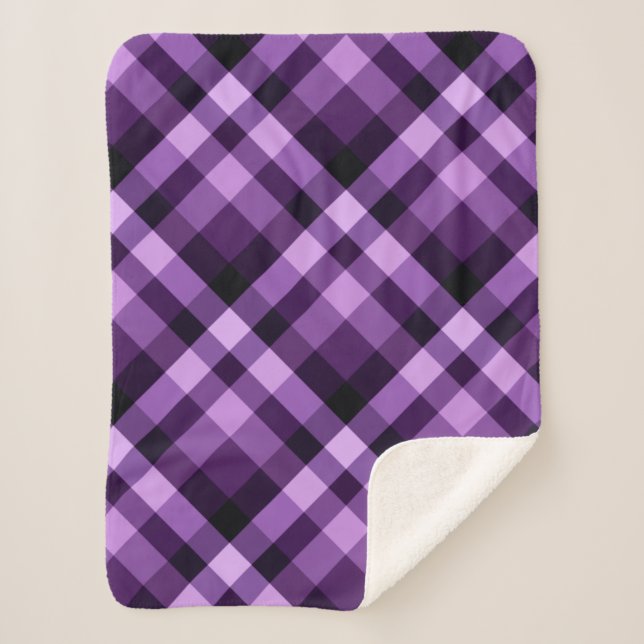 Cobertor Sherpa Xadrez Roxo de ameixa Moderna Pequena Sherpa Blank (Frente)