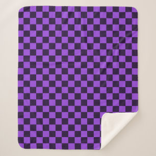 Cobertor Sherpa Xadrez roxo e lavanda que chama a atenção 