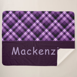 Cobertor Sherpa Xadrez Roxo Plum Monograma Grande Sherpa Blanket