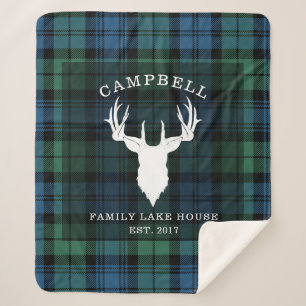 Cobertor Sherpa Xadrez Tartan Clan Campbell Família Nome Lago Hous