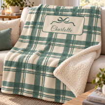 Xadrez Tartan Verde Sálvia Creme Laço Natal