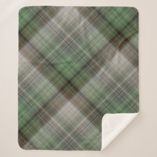 Cobertor Sherpa Xadrez Verde-Floresta-Pinus e Castanho