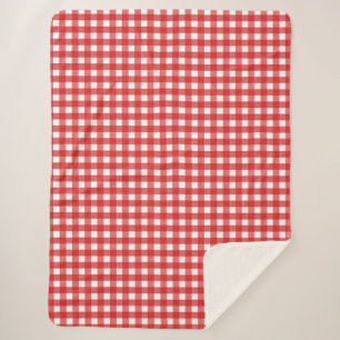 Cobertor Sherpa Xadrez vermelho e branco