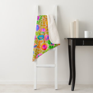 Cobertor Sherpa Xintz Floral Bege Exótico
