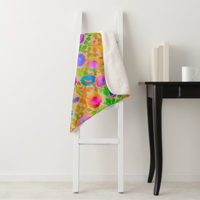 Cobertor Sherpa Xintz Floral Bege Exótico (In Situ)