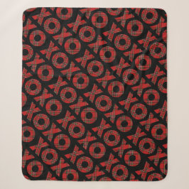 Cobertor Sherpa XOXO Natal Xadrez Vermelho Moderno 